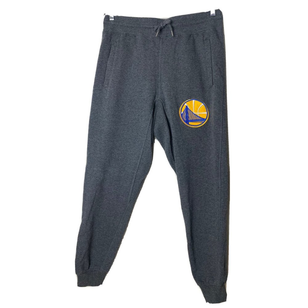 Golden State Warriors Men Medium Gray NBA Basketball Jogger Sweatpants Patch EUC